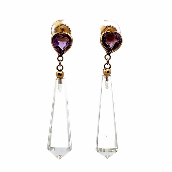 Orecchini in oro 14K con ametista viola, orecchini pendenti in