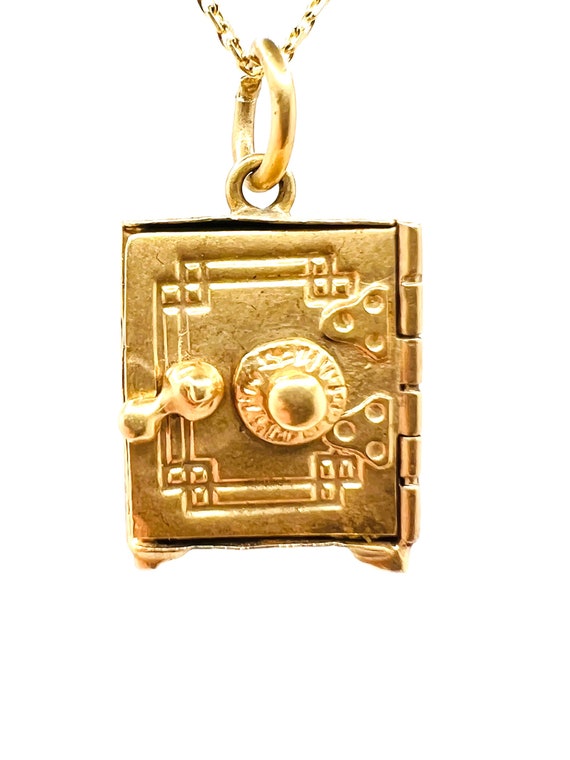 Vintage 14K Yellow Gold Safe Charm with Dollar Bil