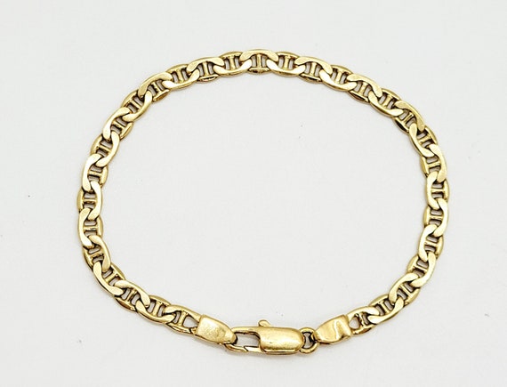 18K Yellow Gold Link Bracelet Size 6.5 - image 5