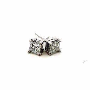 Orecchini A Perno Donna Fiore Oro Bianco 14K - Zirconi Cubici, Ipoallergenici, Regalo Per Fidanzata O Mamma, Confezione Regalo