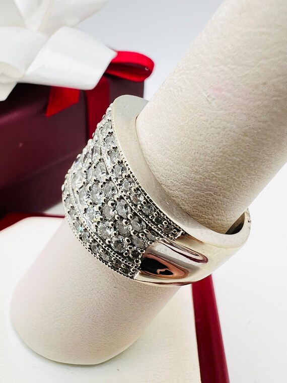 14K White Gold Diamond 2.00ct Wide Band Ring Size… - image 2