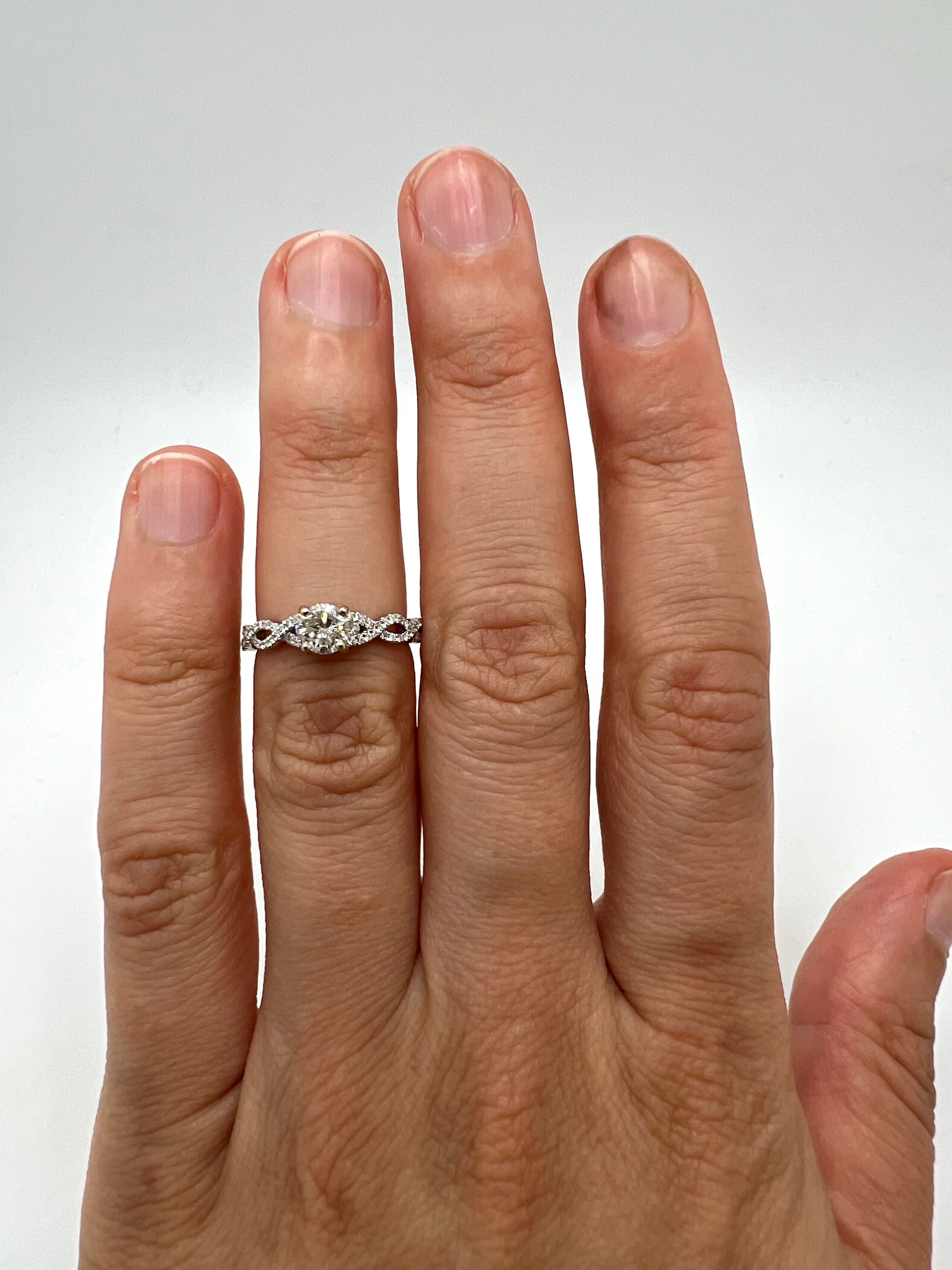ハンドメイド 14K ホワイトゴールド ダイヤモンド 0.42ct リング 
