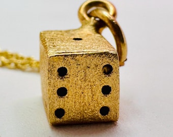 14K geelgouden dobbelsteenhanger met glanzende afwerking