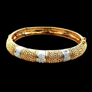 Vintage Diamond 0.40ct Ladies Bangle Bracelet in 18K Yellow and White Gold