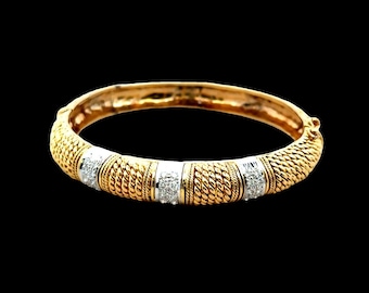 Vintage Diamond 0.40ct Ladies Bangle Bracelet in 18K Yellow and White Gold