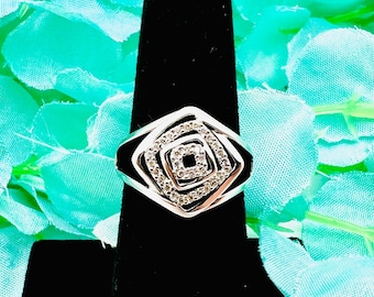 Vintage 14K White Gold Diamond 0.15ct Ring Size 6.5