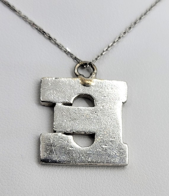 Letter "E" Diamond Pendant, 14K White Gold, Chain… - image 5