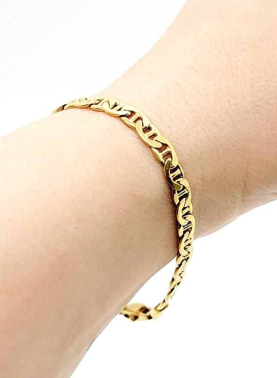 18K Yellow Gold Link Bracelet Size 6.5 - image 9