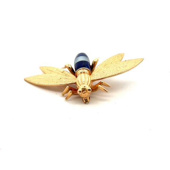 14K Yellow Gold Fly Brooch Pin - image 4