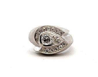 Unisex Vintage 14K White Gold Diamond 1.00ct Ring Size 8.5