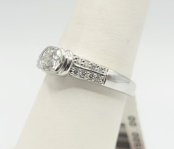 Handmade 14K White Gold Diamond Ring Size 7.5 - image 2