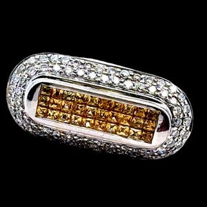 Vintage 18K Yellow and White Gold Diamond 1.00ct Unisex Ring Size 7