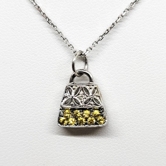 Yellow Diamond Pendant 14K White Gold, Chain 14K … - image 2