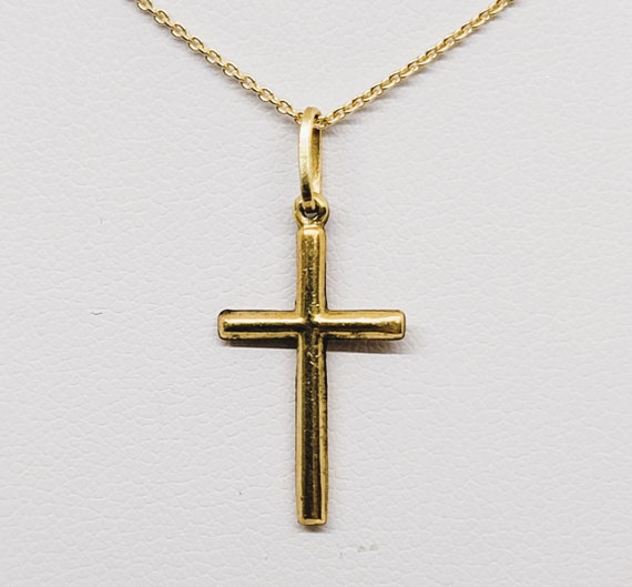 14K Yellow Gold Cross Religious Pendant - image 2