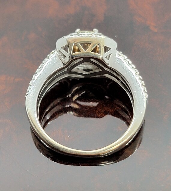 Handmade 14K White Gold Yellow/White Diamond Ring… - image 5