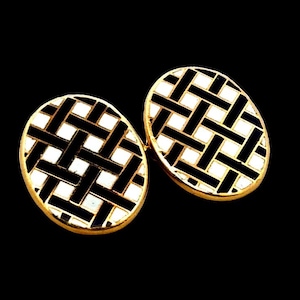 Tiffany and Co 18K Yellow Gold Enamel Mens Cuff Links