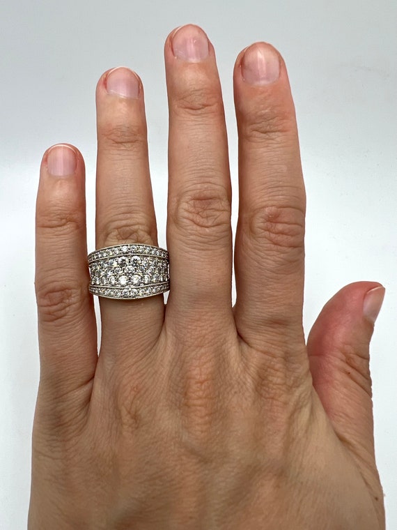 14K White Gold Diamond 2.00ct Wide Band Ring Size… - image 3