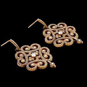 Vintage Filigree Diamond 0.2ct Drop Dangle Earrings