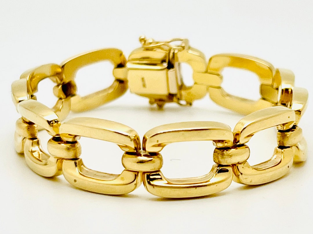 Vintage 14K Yellow Gold Ladies Link Bracelet Size 7 Etsy