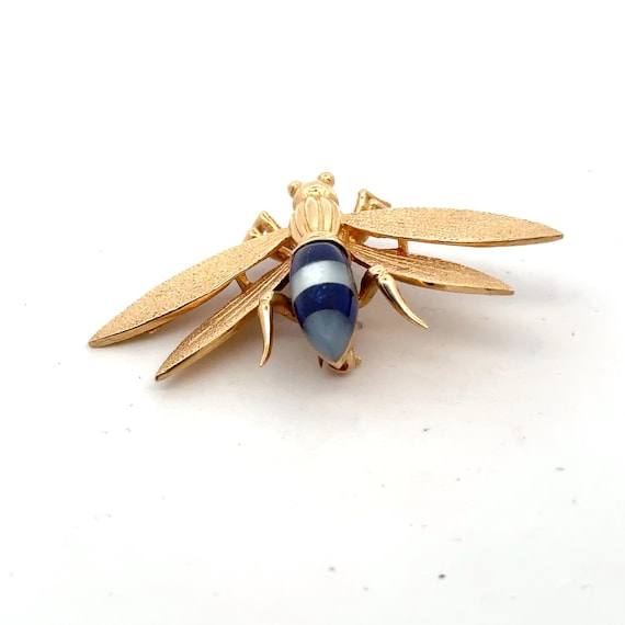 14K Yellow Gold Fly Brooch Pin - image 7