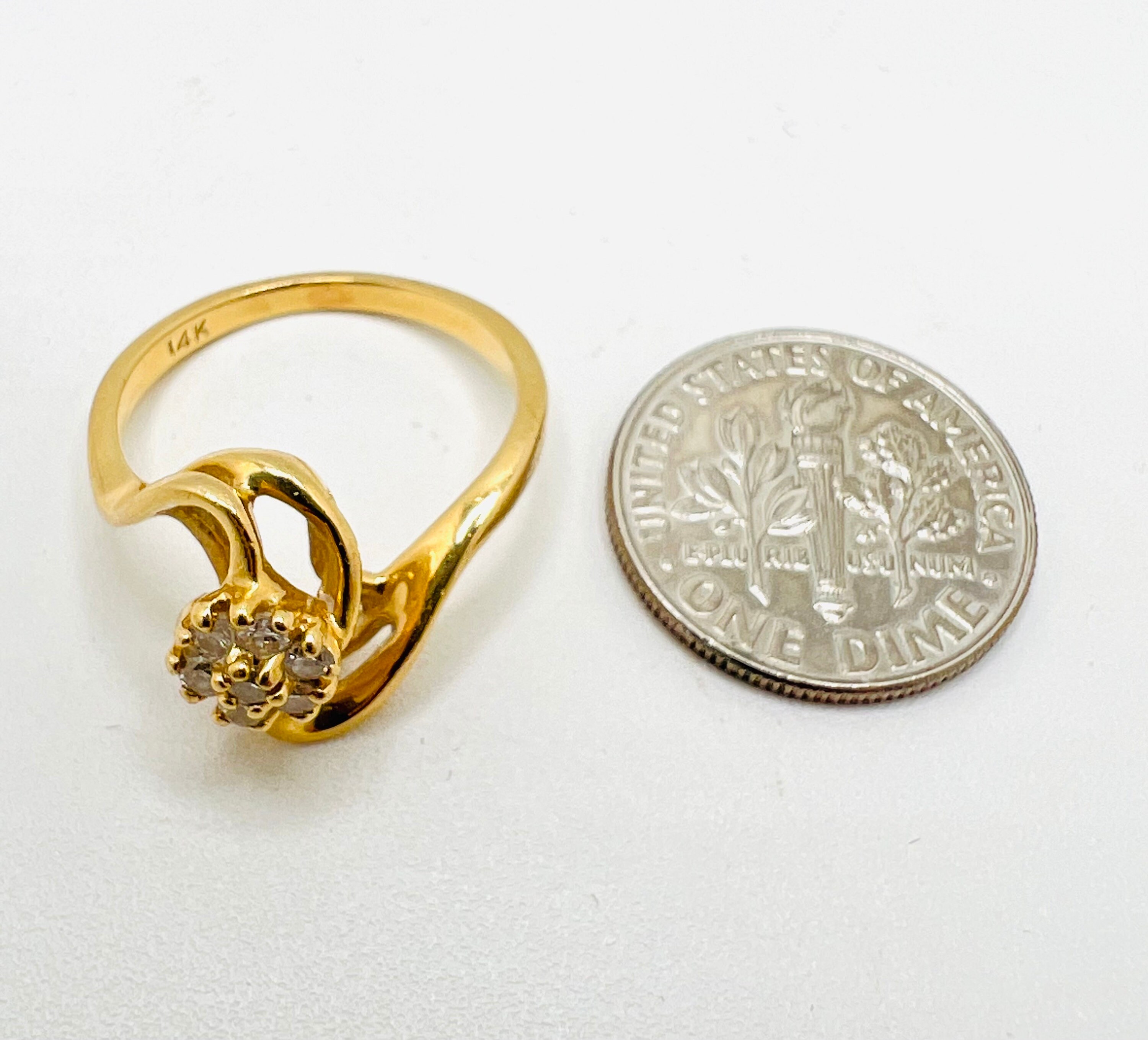 14K Yellow Gold Diamond 0.30ct Braid Style Floral Ring Size 5.30
