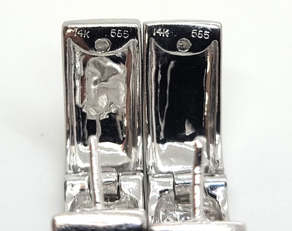 Diamond Hoop Earrings, 14K White Gold - image 4