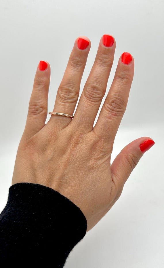 Stackable Diamond 0.06ct Half Eternity Wedding Ba… - image 3