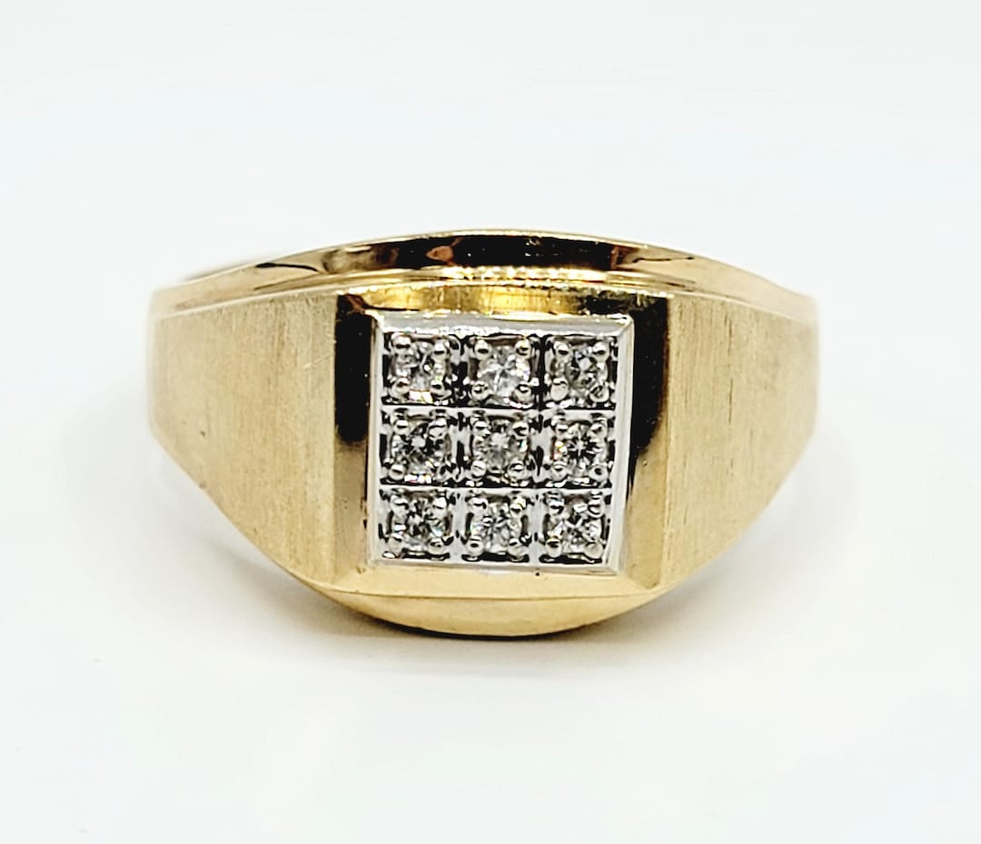 14K Yellow Gold Diamond 0.22ct Men's Ring Size 12.5 - Etsy