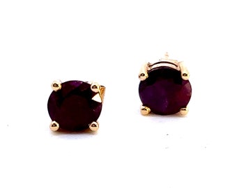14K Yellow Gold Ruby Stud Earrings