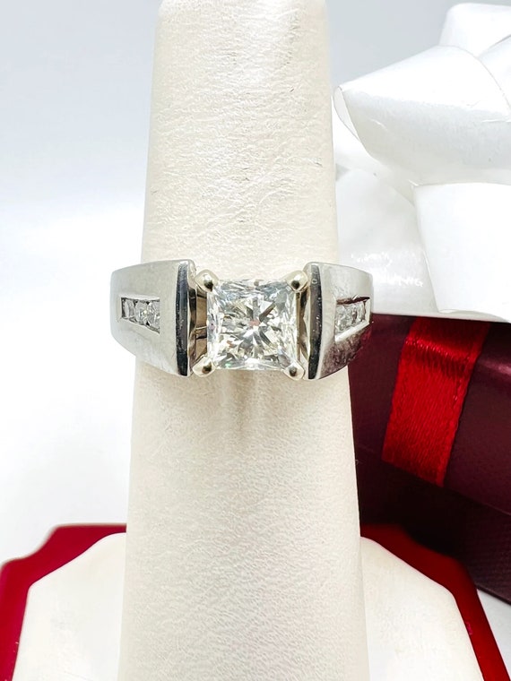 Bridal Engagement White Platinum Diamond Ring Siz… - image 1