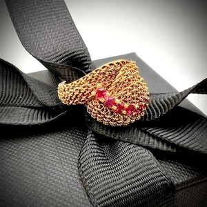 Vintage 18K Yellow Gold Ruby Ring Size 3.