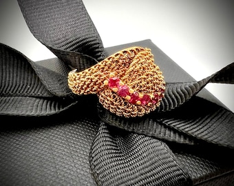 Vintage 18K Yellow Gold Ruby Ring Size 3.