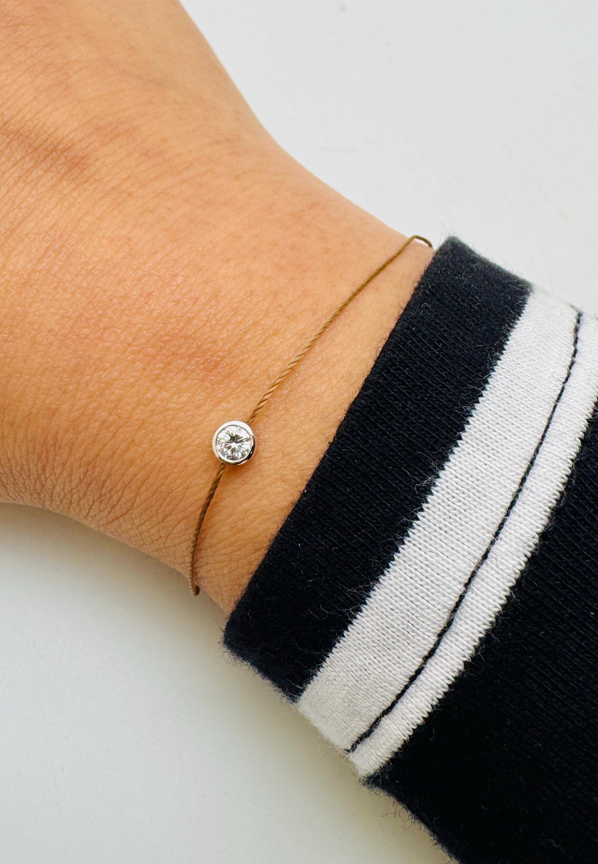 0.10ct Diamond Set in 18K White Gold Redline Bracelet in Brown