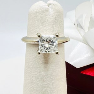 14K White Gold Diamond 1.03ct G-H Color Engagement Handmade     Ring Size 3.75
