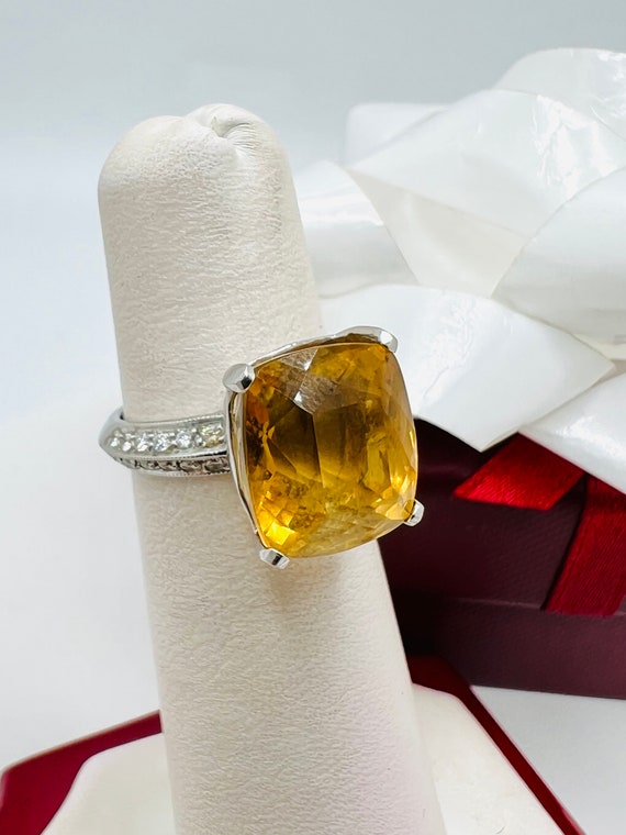 14K White Gold Citrine & Diamond 0.25ct Cocktail … - image 3