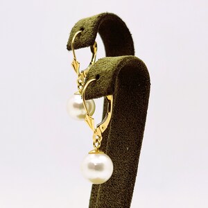 14K Yellow Gold Pearl Latch Back Earrings