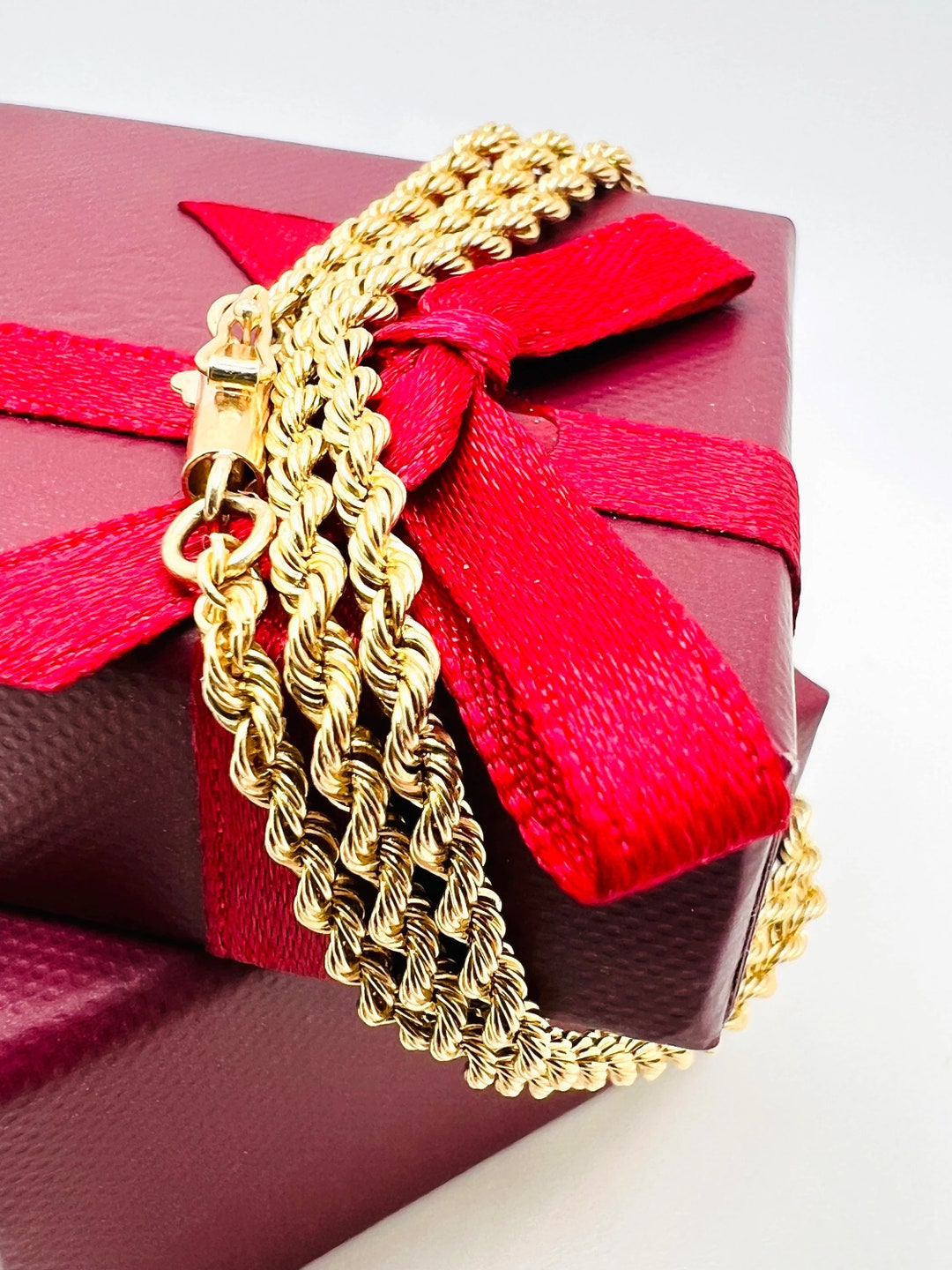 14K Yellow Gold Rope Chain 18 Inches - Etsy
