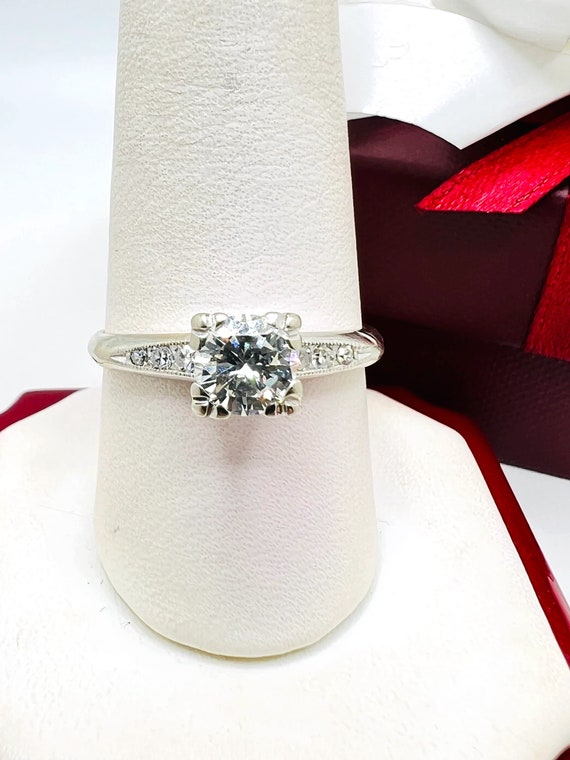 Engagement Handmade 14K White Gold Diamond Ring Si