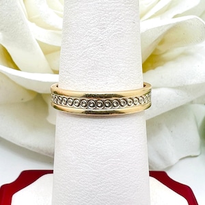 14K Yellow Gold Beaded Bohemian Band Ring Size 6.5