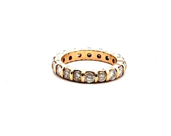 Fede nuziale vintage in oro giallo 14 carati con diamante da 1,50 ct