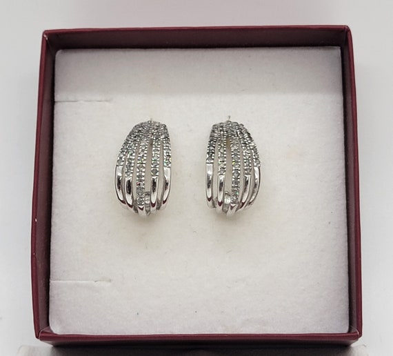 Diamond Earrings, 10K White Gold - image 5