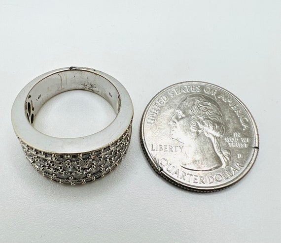 14K White Gold Diamond 2.00ct Wide Band Ring Size… - image 10