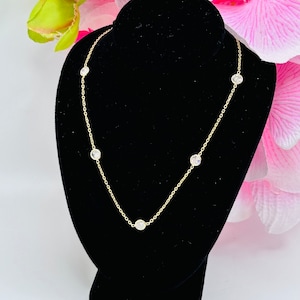 14K Yellow Gold Diamond 3.68ct Station Necklace