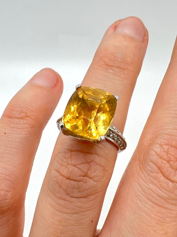 14K White Gold Citrine & Diamond 0.25ct Cocktail … - image 5