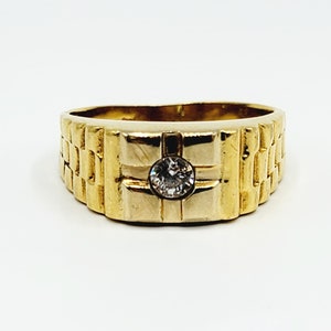Men&#39;s Diamond 18K Yellow Gold Ring Size 10.1/4