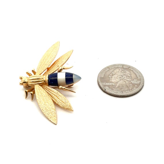 14K Yellow Gold Fly Brooch Pin - image 9