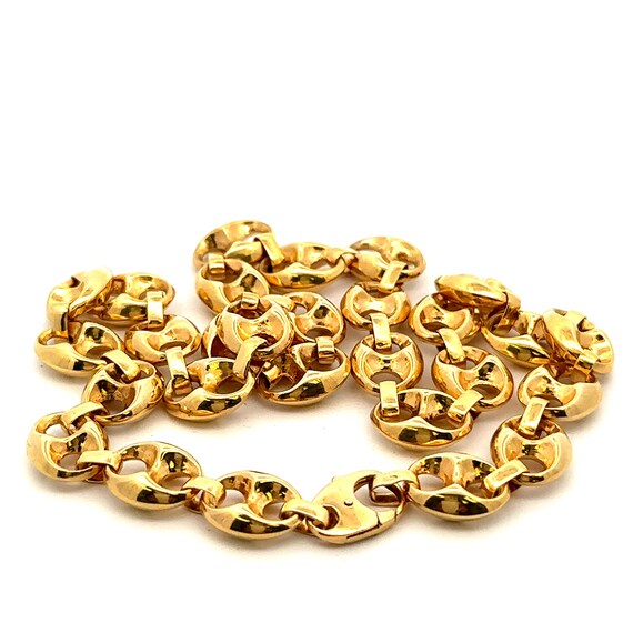 14K Solid Yellow Gold Puffed Gucci Style Chain Ne… - image 4