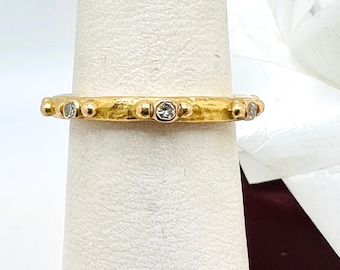18K Yellow Gold Diamond 0.25ct Art Deco Band Ring Size 4.75