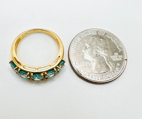 Pretty 10K Yellow Gold Aquamarine Ring Size 7 - image 10