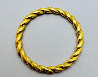 14K Yellow Gold Twisted Rope Ring, Size 4.5